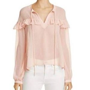 En Creme Georgette Ruffled Blouse Pink